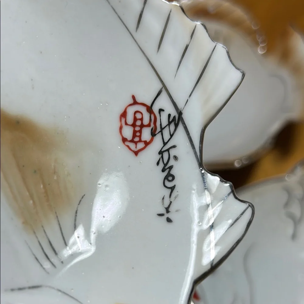 Vintage hand painted Asian style Ceramic Fish Shaped Bowls set of 4